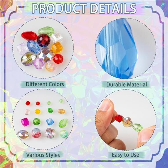 636pcs Glass Beads for Jewelry Making, Loose Sparkly Beads Hole - Picture 4 of 7